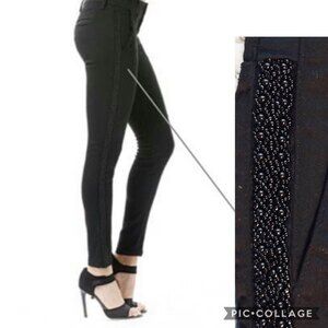 Level 99 Black Skinny Pants with Beaded Side Accent